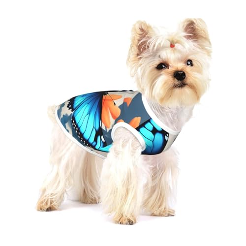 Blaue T-Shirts mit Schmetterlingsdruck für kleine Hunde, modisches Hemd, atmungsaktiv, ärmellos für kleine Hunde Blaue T-Shirts mit Schmetterlingsdruck für kleine Hunde, modisches Hemd, atmungsaktiv, ärmellos für kleine Hunde von GaxfjRu
