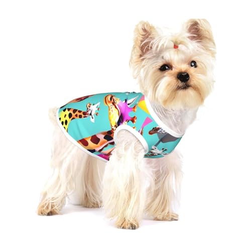 Buntes Giraffen-Fans-Motiv, leichtes Tanktop für Hunde, Hunde-Shirts für kleine Hunde, dehnbare T-Shirts, ärmellose Weste von GaxfjRu