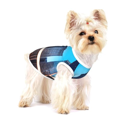 Chicago Reflect Print T-Shirts für kleine Hunde, modisches Shirt, atmungsaktiv, ärmellos für kleine Hunde Chicago Reflect Print T-Shirts für kleine Hunde, modisches Shirt, atmungsaktiv, ärmellos für kleine Hunde von GaxfjRu