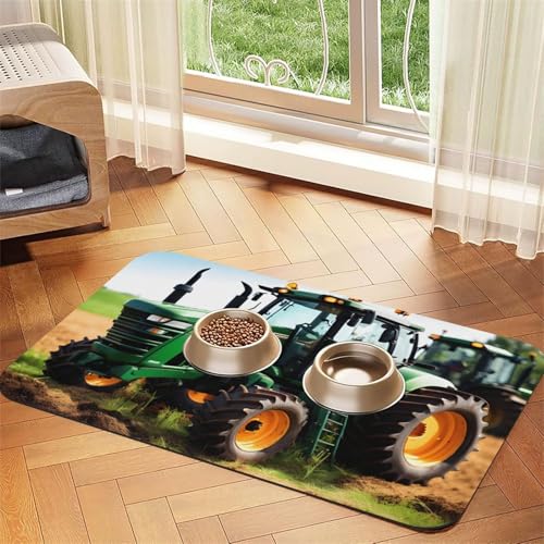 Company Futtermatte mit Traktor-Motiv, saugfähig, rutschfest, PU-Leder, für Hunde und Katzen, Gummiunterseite Company Futtermatte mit Traktor-Motiv, saugfähig, rutschfest, PU-Leder, für Hunde und Katzen, Gummiunterseite von GaxfjRu