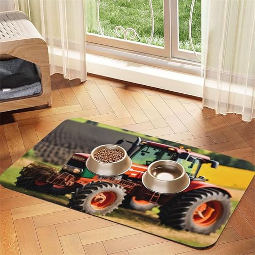 Company Futtermatte mit Traktoren-Motiv, saugfähig, rutschfest, PU-Leder, für Hunde und Katzen, Gummiunterseite Company Futtermatte mit Traktoren-Motiv, saugfähig, rutschfest, PU-Leder, für Hunde und Katzen, Gummiunterseite von GaxfjRu