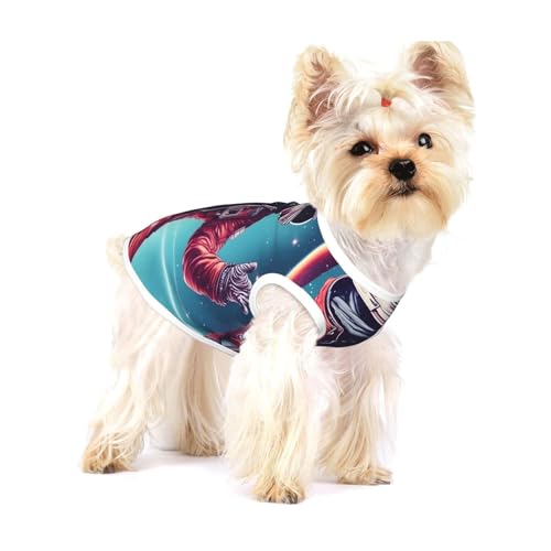 Cooles Man in Outer Space Galaxy-Print T-Shirts für kleine Hunde, modisches Hemd, atmungsaktiv, ärmellos für kleine Hunde Cooles Man in Outer Space Galaxy-Print T-Shirts für kleine Hunde, modisches Hemd, atmungsaktiv, ärmellos für kleine Hunde von GaxfjRu