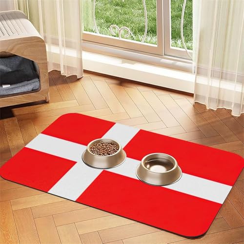 Dänemark-Flaggen-Druck, Haustierfuttermatte, saugfähig, rutschfest, PU-Leder, Futtermatte für Hunde und Katzen, Gummiunterseite Dänemark-Flaggen-Druck, Haustierfuttermatte, saugfähig, rutschfest, PU-Leder, Futtermatte für Hunde und Katzen, Gummiunterseite von GaxfjRu