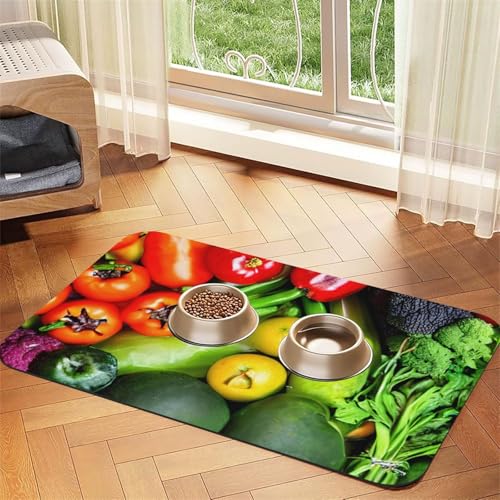 Frisches Gemüse Obst Druck Haustierfuttermatte saugfähig rutschfest PU-Leder Futtermatte für Hunde Katzen Gummiunterseite Frisches Gemüse Obst Druck Haustierfuttermatte saugfähig rutschfest PU-Leder Futtermatte für Hunde Katzen Gummiunterseite von GaxfjRu