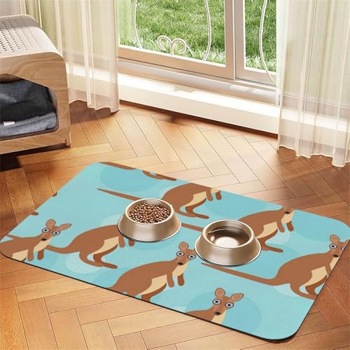 Funny for Kangaroo Tierfuttermatte, saugfähig, rutschfest, PU-Leder, für Hunde und Katzen, Gummiunterseite Funny for Kangaroo Tierfuttermatte, saugfähig, rutschfest, PU-Leder, für Hunde und Katzen, Gummiunterseite von GaxfjRu