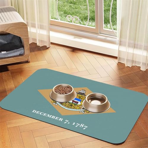 Futtermatte für Haustiere, Motiv: Flagge von Delaware, saugfähig, rutschfest, PU-Leder, für Hunde und Katzen, Gummiunterseite von GaxfjRu