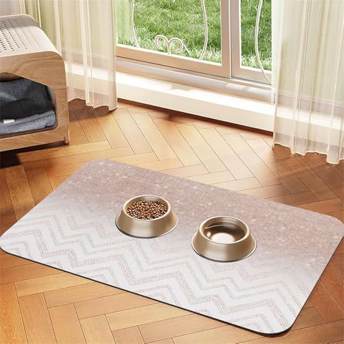 Futtermatte für Haustiere, glitzernd, hübsches Muster, saugfähig, rutschfest, PU-Leder, für Hunde und Katzen, Gummiunterseite Futtermatte für Haustiere, glitzernd, hübsches Muster, saugfähig, rutschfest, PU-Leder, für Hunde und Katzen, Gummiunterseite von GaxfjRu