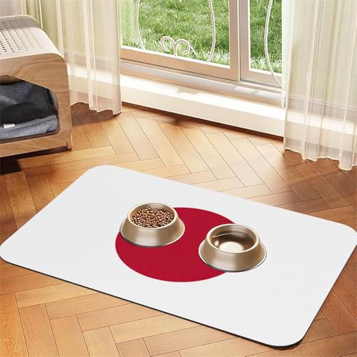 Futtermatte für Haustiere, japanische Flagge, saugfähig, rutschfest, Kunstfell, für Hunde und Katzen, Gummiunterseite von GaxfjRu
