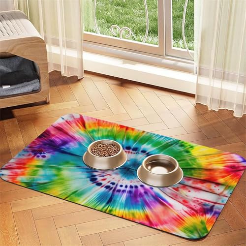 Futtermatte für Hunde und Katzen, Batikdesign, saugfähig, rutschfest, PU-Leder, Gummiunterseite Futtermatte für Hunde und Katzen, Batikdesign, saugfähig, rutschfest, PU-Leder, Gummiunterseite von GaxfjRu