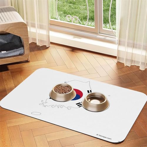 Futtermatte für Hunde und Katzen, Motiv: Flagge der Republik Korea, saugfähig, rutschfest, PU-Leder, Unterseite aus Gummi von GaxfjRu