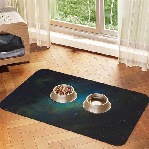 Futtermatte für Hunde und Katzen, Motiv: Galaxie, saugfähig, rutschfest, PU-Leder, Gummiunterseite Futtermatte für Hunde und Katzen, Motiv: Galaxie, saugfähig, rutschfest, PU-Leder, Gummiunterseite von GaxfjRu