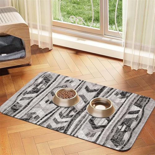 Futtermatte für Hunde und Katzen, saugfähig, rutschfest, PU-Leder, Unterseite aus Gummi, Grau Futtermatte für Hunde und Katzen, saugfähig, rutschfest, PU-Leder, Unterseite aus Gummi, Grau von GaxfjRu