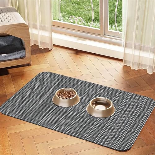 Futtermatte für Hunde und Katzen, saugfähig, rutschfest, PU-Leder, Unterseite aus Gummi, Grau Futtermatte für Hunde und Katzen, saugfähig, rutschfest, PU-Leder, Unterseite aus Gummi, Grau von GaxfjRu
