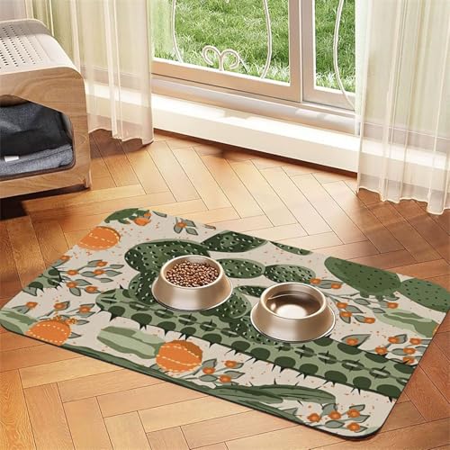 Futtermatte für Hunde und Katzen, saugfähig, rutschfest, PU-Leder, Unterseite aus Gummi, Grün von GaxfjRu