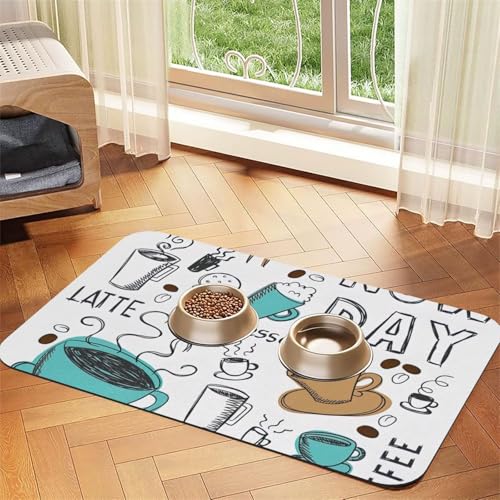 Futtermatte für Hunde und Katzen, saugfähig, rutschfest, PU-Leder, Unterseite aus Gummi Futtermatte für Hunde und Katzen, saugfähig, rutschfest, PU-Leder, Unterseite aus Gummi von GaxfjRu