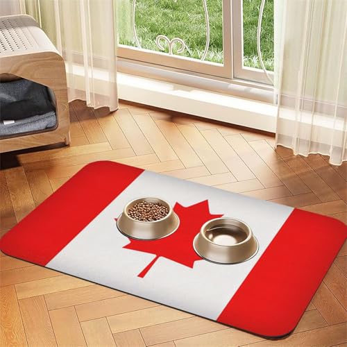 Futtermatte für Hunde und Katzen, saugfähig, rutschfest, aus Kunstleder, mit Gummiboden, Kanadische Flagge Futtermatte für Hunde und Katzen, saugfähig, rutschfest, aus Kunstleder, mit Gummiboden, Kanadische Flagge von GaxfjRu
