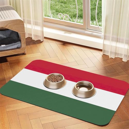 Futtermatte für Hunde und Katzen, saugfähig, rutschfest, aus Kunstleder, mit ungarischer Flagge, Unterseite aus Gummi Futtermatte für Hunde und Katzen, saugfähig, rutschfest, aus Kunstleder, mit ungarischer Flagge, Unterseite aus Gummi von GaxfjRu