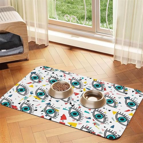 Futtermatte mit Augenaufdruck, saugfähig, rutschfest, PU-Leder, für Hunde und Katzen, Gummiunterseite Futtermatte mit Augenaufdruck, saugfähig, rutschfest, PU-Leder, für Hunde und Katzen, Gummiunterseite von GaxfjRu