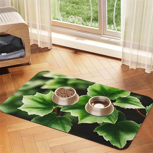 Futtermatte mit Efeublüten-Baum-Druck, saugfähig, rutschfest, PU-Leder, Futtermatte für Hunde und Katzen, Gummiunterseite Futtermatte mit Efeublüten-Baum-Druck, saugfähig, rutschfest, PU-Leder, Futtermatte für Hunde und Katzen, Gummiunterseite von GaxfjRu
