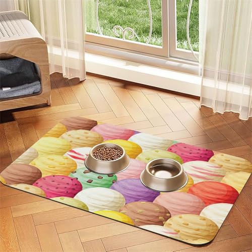 Futtermatte mit Eiscreme-Aufdruck, saugfähig, rutschfest, PU-Leder, Futtermatte für Hunde und Katzen, Gummi-Unterseite Futtermatte mit Eiscreme-Aufdruck, saugfähig, rutschfest, PU-Leder, Futtermatte für Hunde und Katzen, Gummi-Unterseite von GaxfjRu