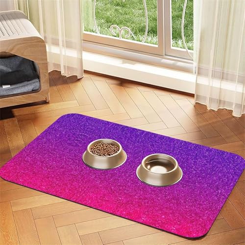 Futtermatte mit Farbverlauf, Pailletten, glitzernd, saugfähig, rutschfest, PU-Leder, für Hunde und Katzen, Gummiunterseite Futtermatte mit Farbverlauf, Pailletten, glitzernd, saugfähig, rutschfest, PU-Leder, für Hunde und Katzen, Gummiunterseite von GaxfjRu