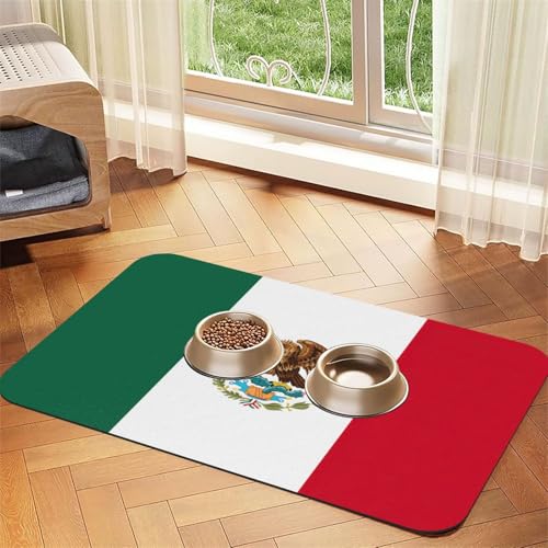 Futtermatte mit Flagge von Mexiko, saugfähig, rutschfest, PU-Leder, für Hunde und Katzen, Gummiunterseite Futtermatte mit Flagge von Mexiko, saugfähig, rutschfest, PU-Leder, für Hunde und Katzen, Gummiunterseite von GaxfjRu