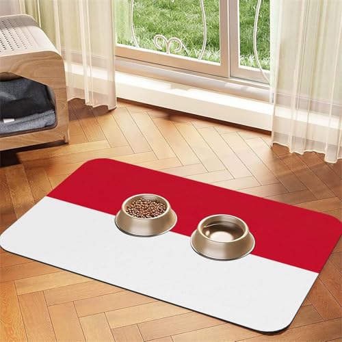 Futtermatte mit Flagge von Monaco, saugfähig, rutschfest, PU-Leder, für Hunde und Katzen, Gummiunterseite von GaxfjRu