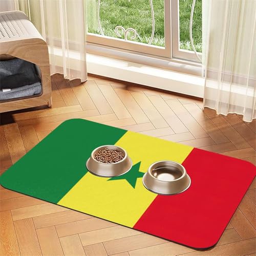 Futtermatte mit Flagge von Senegal, saugfähig, rutschfest, PU-Leder, Futtermatte für Hunde und Katzen, Gummiunterseite Futtermatte mit Flagge von Senegal, saugfähig, rutschfest, PU-Leder, Futtermatte für Hunde und Katzen, Gummiunterseite von GaxfjRu