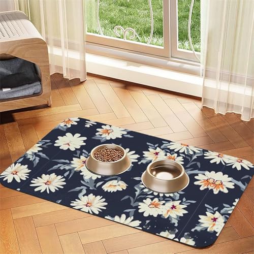 Futtermatte mit Gänseblümchen-Aufdruck, saugfähig, rutschfest, PU-Leder, für Hunde und Katzen, Gummiunterseite Futtermatte mit Gänseblümchen-Aufdruck, saugfähig, rutschfest, PU-Leder, für Hunde und Katzen, Gummiunterseite von GaxfjRu