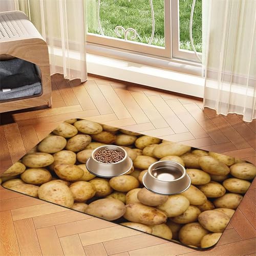 Futtermatte mit Gartenkartoffel-Druck, saugfähig, rutschfest, PU-Leder, Futtermatte für Hunde und Katzen, Gummiunterseite Futtermatte mit Gartenkartoffel-Druck, saugfähig, rutschfest, PU-Leder, Futtermatte für Hunde und Katzen, Gummiunterseite von GaxfjRu