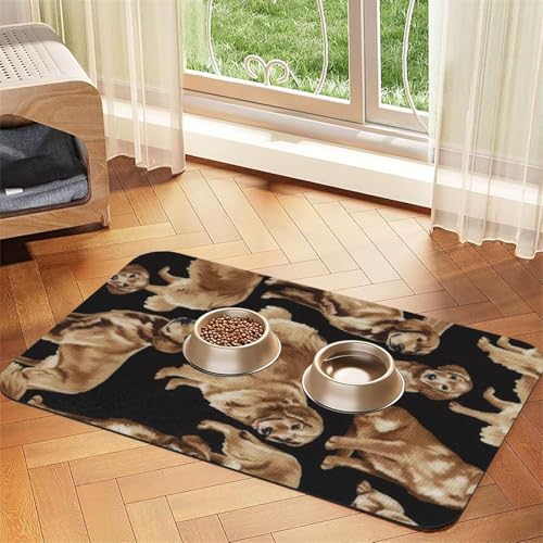 Futtermatte mit Golden Retriever-Aufdruck, saugfähig, rutschfest, PU-Leder, Futtermatte für Hunde und Katzen, Gummiunterseite Futtermatte mit Golden Retriever-Aufdruck, saugfähig, rutschfest, PU-Leder, Futtermatte für Hunde und Katzen, Gummiunterseite von GaxfjRu