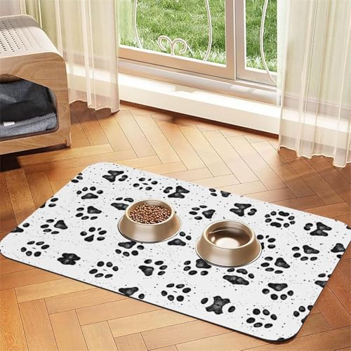 Futtermatte mit Hundepfotenmuster, saugfähig, rutschfest, PU-Leder, Futtermatte für Hunde und Katzen, Gummiunterseite Futtermatte mit Hundepfotenmuster, saugfähig, rutschfest, PU-Leder, Futtermatte für Hunde und Katzen, Gummiunterseite von GaxfjRu