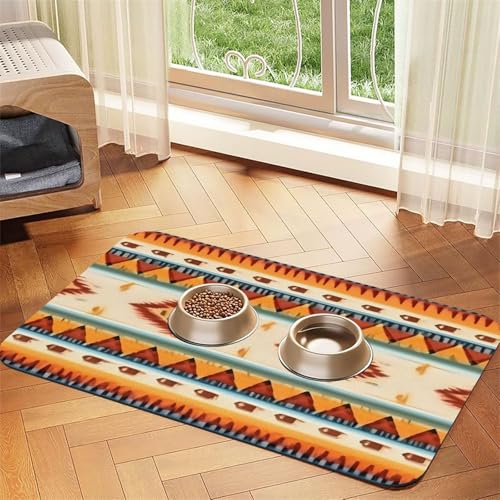 Futtermatte mit Indianer-Aufdruck, saugfähig, rutschfest, PU-Leder, Futtermatte für Hunde und Katzen, Gummiunterseite Futtermatte mit Indianer-Aufdruck, saugfähig, rutschfest, PU-Leder, Futtermatte für Hunde und Katzen, Gummiunterseite von GaxfjRu