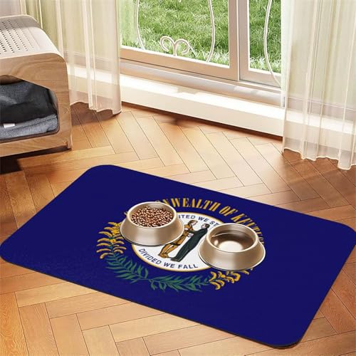 Futtermatte mit Kentucky Staatsflaggen-Druck, saugfähig, rutschfest, PU-Leder, Futtermatte für Hunde und Katzen, Gummiunterseite Futtermatte mit Kentucky Staatsflaggen-Druck, saugfähig, rutschfest, PU-Leder, Futtermatte für Hunde und Katzen, Gummiunterseite von GaxfjRu