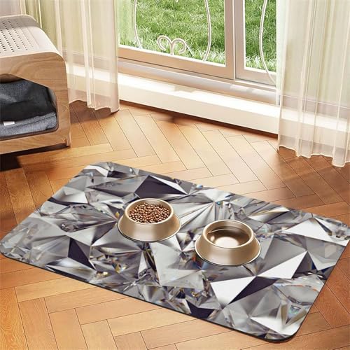 Futtermatte mit Rautenmuster, saugfähig, rutschfest, PU-Leder, für Hunde und Katzen, Gummiunterseite Futtermatte mit Rautenmuster, saugfähig, rutschfest, PU-Leder, für Hunde und Katzen, Gummiunterseite von GaxfjRu