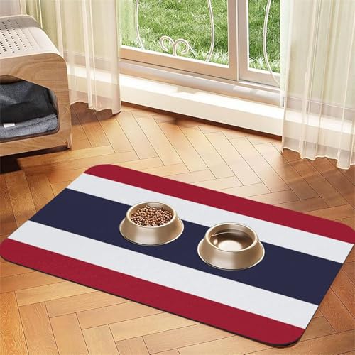 Futtermatte mit Thailand-Flagge, saugfähig, rutschfest, PU-Leder, Futtermatte für Hunde und Katzen, Gummiunterseite Futtermatte mit Thailand-Flagge, saugfähig, rutschfest, PU-Leder, Futtermatte für Hunde und Katzen, Gummiunterseite von GaxfjRu