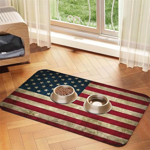 Futtermatte mit amerikanischer Flagge, saugfähig, rutschfest, PU-Leder, Futtermatte für Hunde und Katzen, Gummiunterseite Futtermatte mit amerikanischer Flagge, saugfähig, rutschfest, PU-Leder, Futtermatte für Hunde und Katzen, Gummiunterseite von GaxfjRu