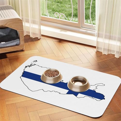 Futtermatte mit finnischer Flagge, saugfähig, rutschfest, PU-Leder, Futtermatte für Hunde und Katzen, Gummiunterseite Futtermatte mit finnischer Flagge, saugfähig, rutschfest, PU-Leder, Futtermatte für Hunde und Katzen, Gummiunterseite von GaxfjRu