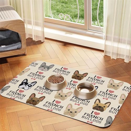 Futtermatte mit französischem Hunde-Aufdruck, saugfähig, rutschfest, PU-Leder, Futtermatte für Hunde und Katzen, Gummiunterseite Futtermatte mit französischem Hunde-Aufdruck, saugfähig, rutschfest, PU-Leder, Futtermatte für Hunde und Katzen, Gummiunterseite von GaxfjRu