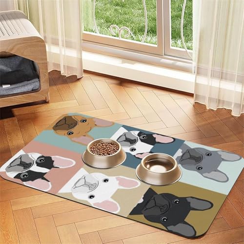 Futtermatte mit französischer Bulldogge, saugfähig, rutschfest, PU-Leder, Futtermatte für Hunde und Katzen, Gummiunterseite Futtermatte mit französischer Bulldogge, saugfähig, rutschfest, PU-Leder, Futtermatte für Hunde und Katzen, Gummiunterseite von GaxfjRu
