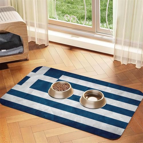 Futtermatte mit griechischer Flagge, saugfähig, rutschfest, PU-Leder, Futtermatte für Hunde und Katzen, Gummiunterseite Futtermatte mit griechischer Flagge, saugfähig, rutschfest, PU-Leder, Futtermatte für Hunde und Katzen, Gummiunterseite von GaxfjRu