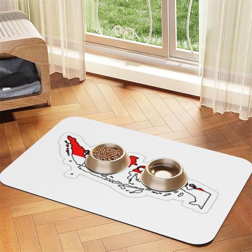 Futtermatte mit indonesischer Flagge, saugfähig, rutschfest, PU-Leder, Futtermatte für Hunde und Katzen, Gummiunterseite Futtermatte mit indonesischer Flagge, saugfähig, rutschfest, PU-Leder, Futtermatte für Hunde und Katzen, Gummiunterseite von GaxfjRu