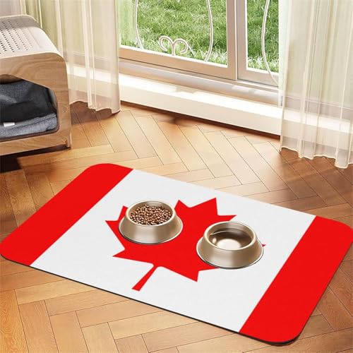 Futtermatte mit kanadischer Flagge, saugfähig, rutschfest, PU-Leder, Futtermatte für Hunde und Katzen, Gummiunterseite Futtermatte mit kanadischer Flagge, saugfähig, rutschfest, PU-Leder, Futtermatte für Hunde und Katzen, Gummiunterseite von GaxfjRu