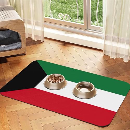 Futtermatte mit kuwaitischer Flagge, saugfähig, rutschfest, PU-Leder, Futtermatte für Hunde und Katzen, Gummiunterseite Futtermatte mit kuwaitischer Flagge, saugfähig, rutschfest, PU-Leder, Futtermatte für Hunde und Katzen, Gummiunterseite von GaxfjRu