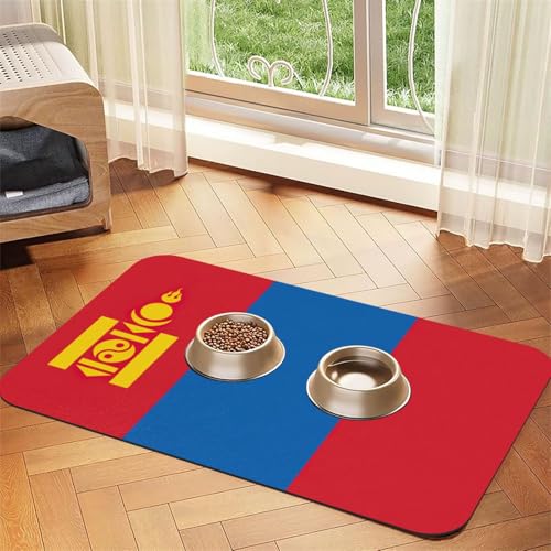 Futtermatte mit mongolischer Flagge, saugfähig, rutschfest, PU-Leder, Futtermatte für Hunde und Katzen, Gummiunterseite Futtermatte mit mongolischer Flagge, saugfähig, rutschfest, PU-Leder, Futtermatte für Hunde und Katzen, Gummiunterseite von GaxfjRu