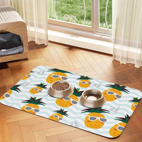 Futtermatte mit niedlichem Ananas-Druck, saugfähig, rutschfest, PU-Leder, Futtermatte für Hunde und Katzen, Gummiunterseite Futtermatte mit niedlichem Ananas-Druck, saugfähig, rutschfest, PU-Leder, Futtermatte für Hunde und Katzen, Gummiunterseite von GaxfjRu