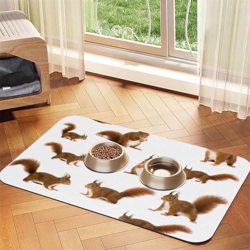 Futtermatte mit niedlichem Eichhörnchen-Druck, saugfähig, rutschfest, PU-Leder, Futtermatte für Hunde und Katzen, Gummiunterseite Futtermatte mit niedlichem Eichhörnchen-Druck, saugfähig, rutschfest, PU-Leder, Futtermatte für Hunde und Katzen, Gummiunterseite von GaxfjRu