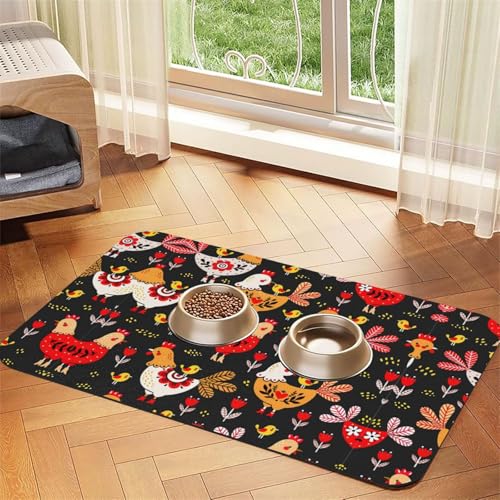 Futtermatte mit niedlichem Hahn-Aufdruck, saugfähig, rutschfest, PU-Leder, Futtermatte für Hunde und Katzen, Gummiunterseite Futtermatte mit niedlichem Hahn-Aufdruck, saugfähig, rutschfest, PU-Leder, Futtermatte für Hunde und Katzen, Gummiunterseite von GaxfjRu