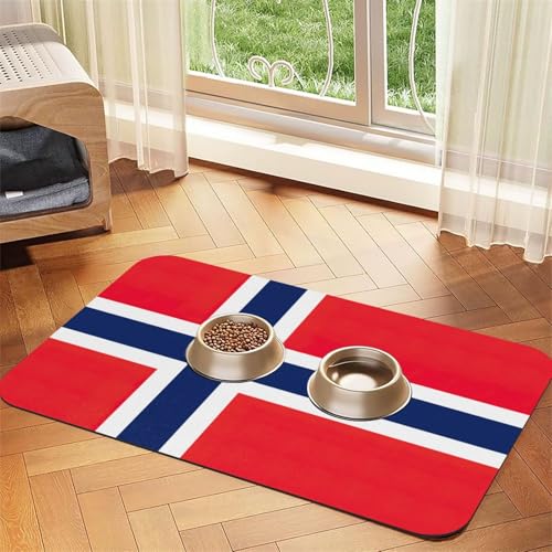 Futtermatte mit norwegischer Flagge, saugfähig, rutschfest, PU-Leder, Futtermatte für Hunde und Katzen, Gummiunterseite Futtermatte mit norwegischer Flagge, saugfähig, rutschfest, PU-Leder, Futtermatte für Hunde und Katzen, Gummiunterseite von GaxfjRu