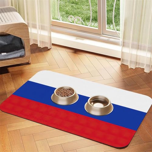 Futtermatte mit russischer Flagge, saugfähig, rutschfest, PU-Leder, Futtermatte für Hunde und Katzen, Gummiunterseite Futtermatte mit russischer Flagge, saugfähig, rutschfest, PU-Leder, Futtermatte für Hunde und Katzen, Gummiunterseite von GaxfjRu